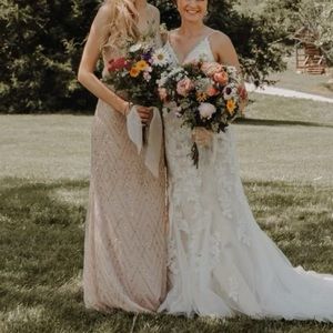 BHLDN champagne/beaded bridesmaids or formal dress